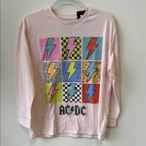 AC/DC Sz 14 Kids Pink Graphic AC/DC Long Sleeve Shirt